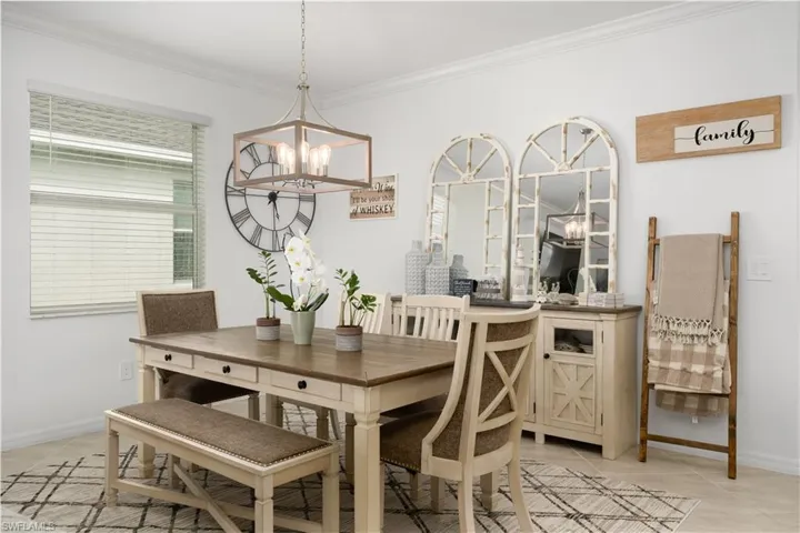Spacious dining area filled with natural light