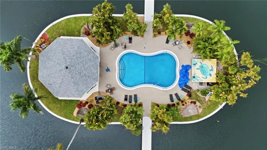 Aerial view of a pool