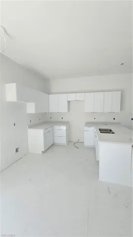 Kitchen with white cabinets
