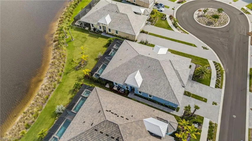 Drone / aerial view of a large body of water