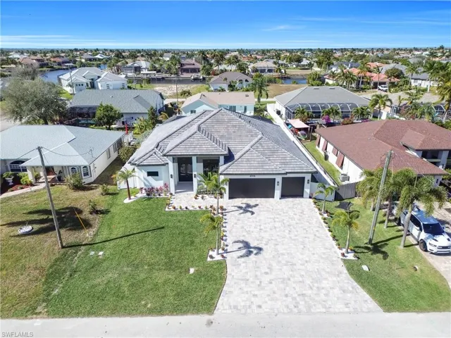 Aerial perspective of suburban area