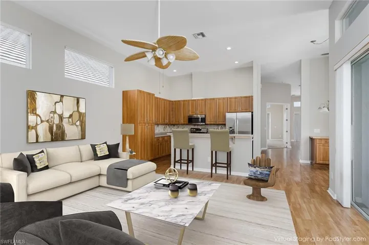 Virtually Staged Family room.