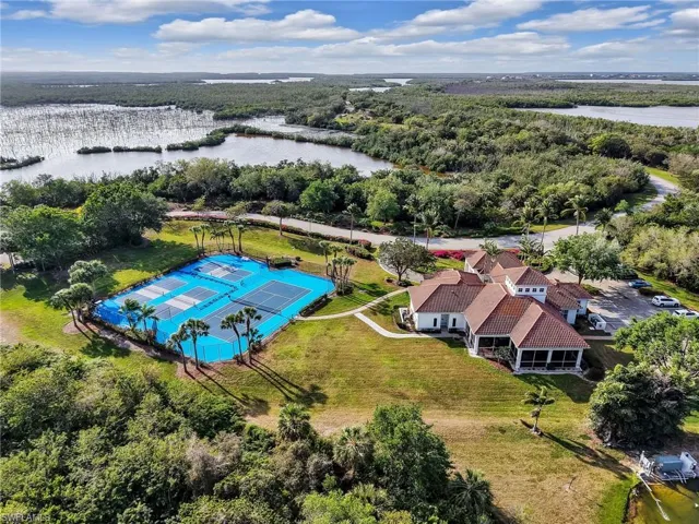 Aerial view of a large body of water