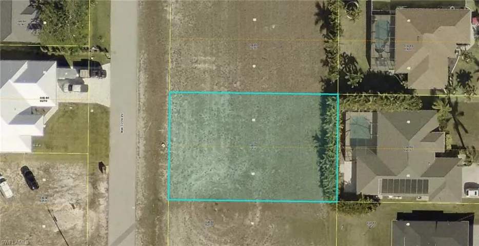 Aerial overview of property's location with property boundaries highlighted
