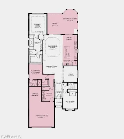 Structural Options Added Include: Gourmet Kitchen, Casual Dining Extension, Tandem Garage, and Covered Outdoor Living with Lanai with pool.