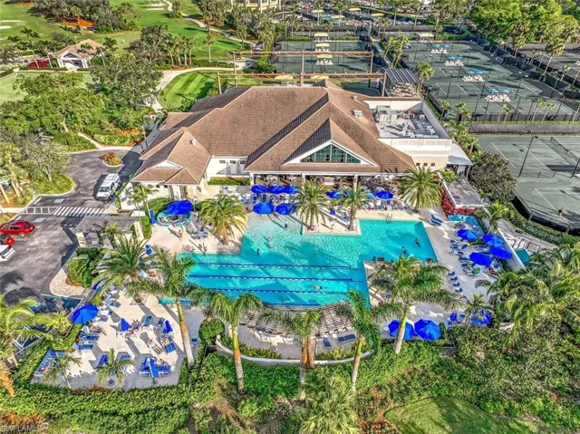 Aerial view of resort like amenities.
