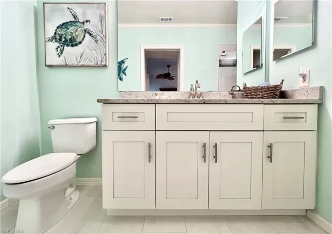 Updated vanity with beautiful granite countertops