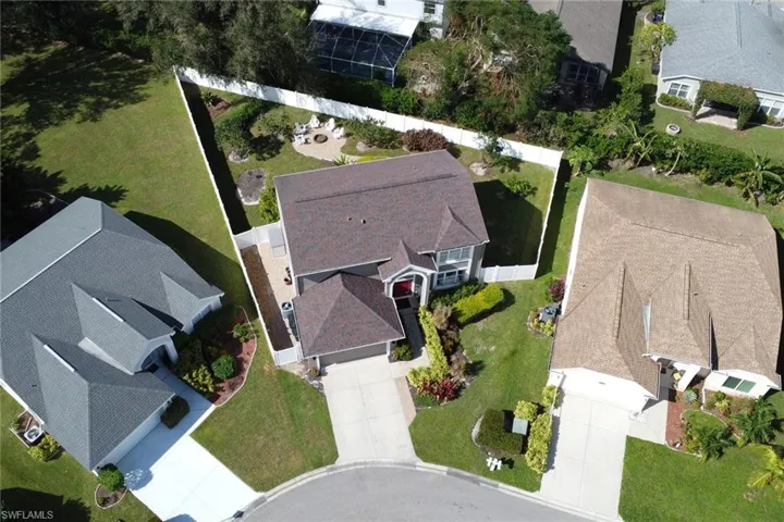 Corner lot birds-eye view of property