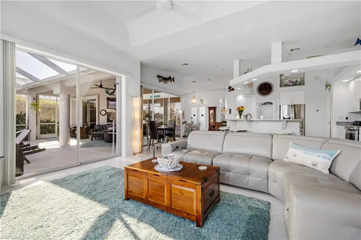 Living area featuring ceiling fan