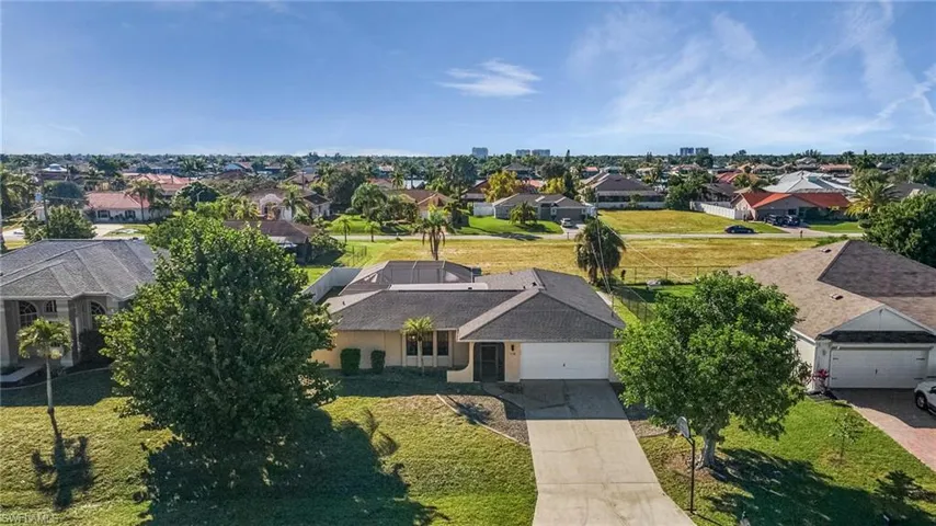 Aerial perspective of suburban area