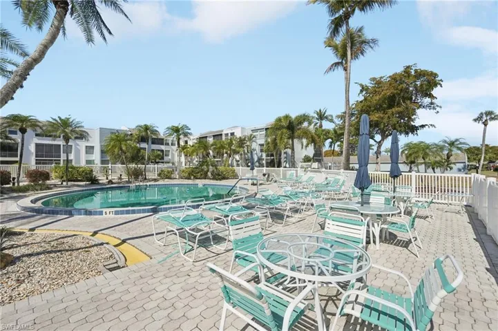 Community pool featuring a patio