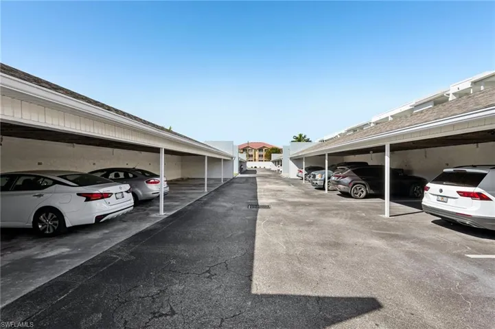 View of covered parking lot