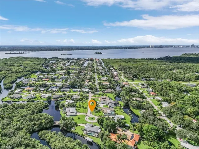 Bird's eye view of home and river.