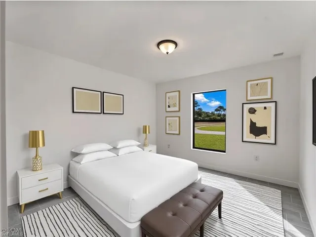 Virtually Staged  Bedroom with baseboards