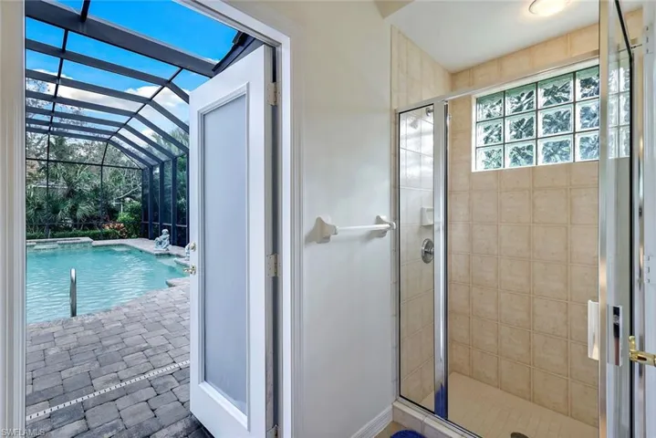 Walk in shower and pool access.
