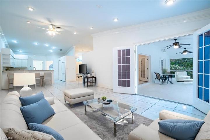 Virtually staged family room.
