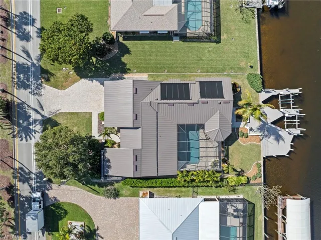 Aerial view of a pool