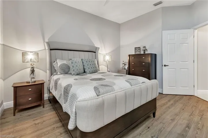 Bedroom with light wood-type flooring