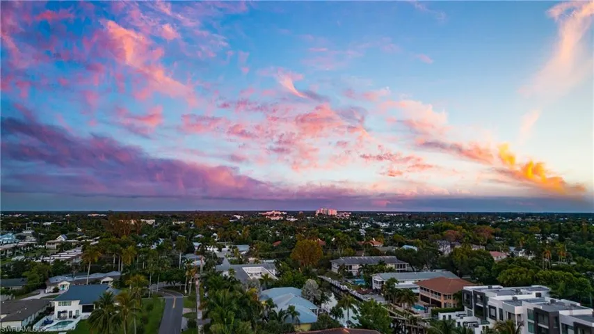 View of aerial view at dusk