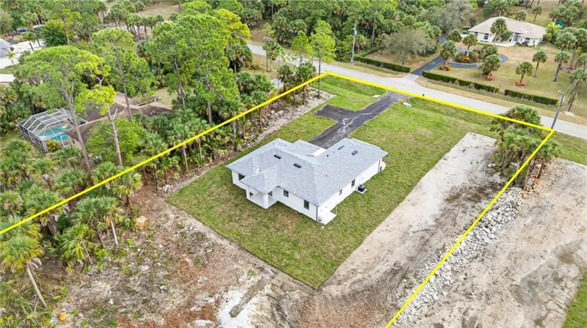 View from above of property with property boundaries highlighted