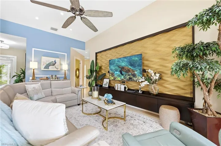 Custom Cabinets and beautiful Accent Wall in the Living Room
