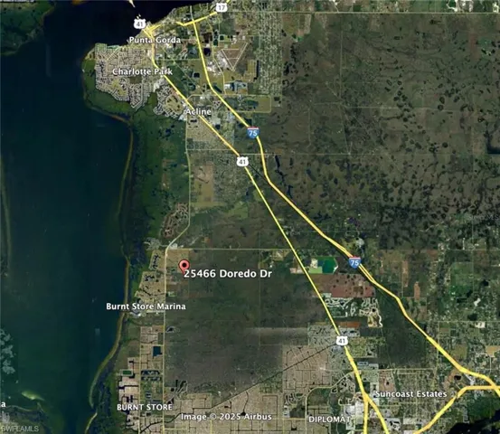 Aerial map of property and surrounding area