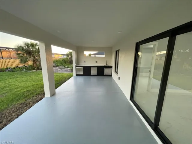 View of patio with a sink