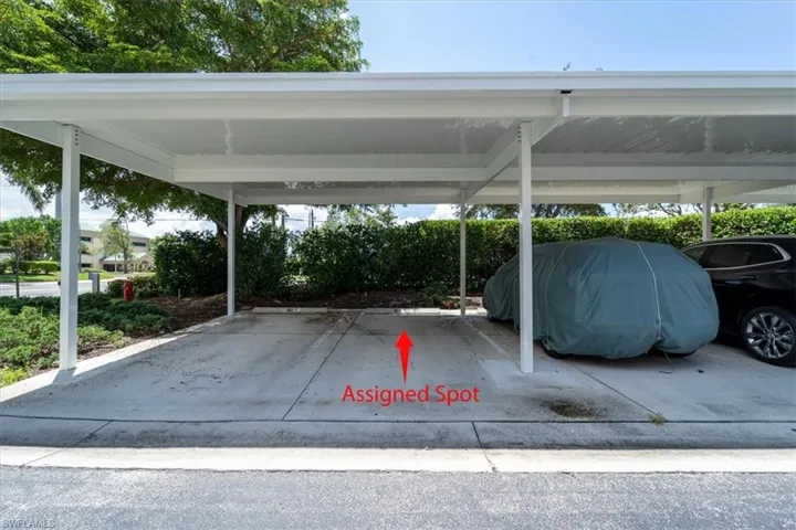 View of covered parking lot
