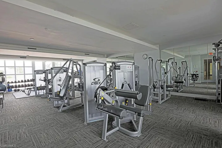 Dedicated fitness center with extensive exercise equipment