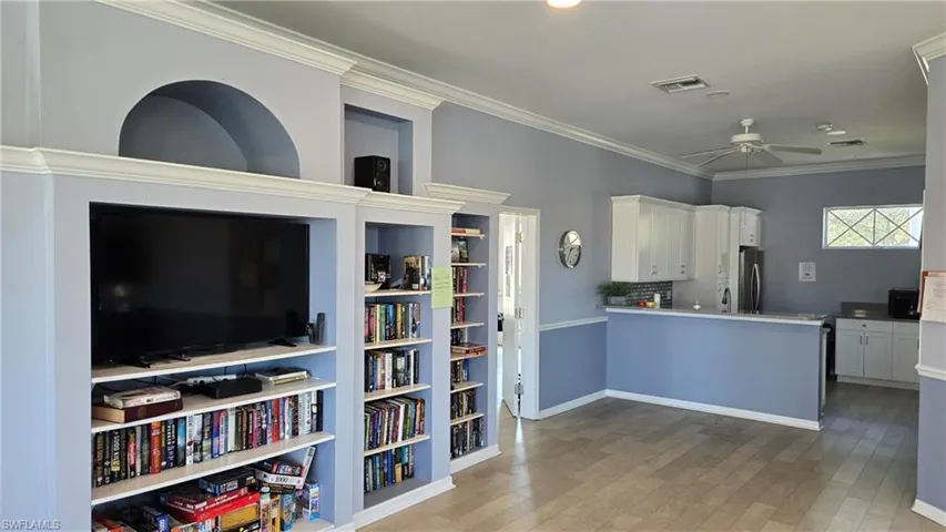 Community Center looking into the kitchen. Billiards Room is to the left