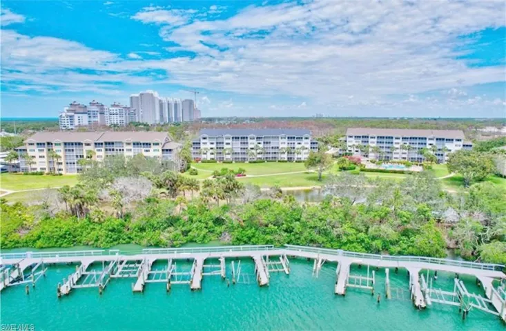Bird's eye view of a nearby body of water