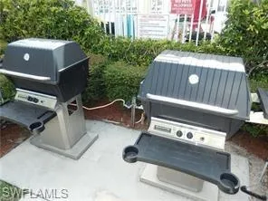 View of patio with area for grilling