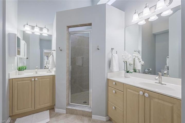 2 sinks and walk in shower