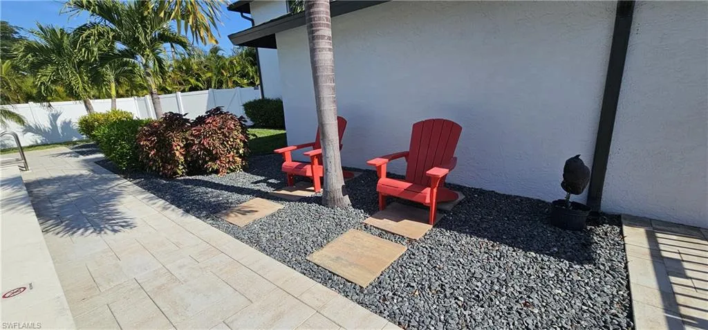 View of fenced backyard