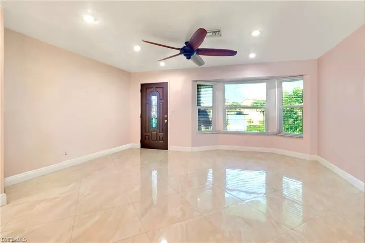 Spare room featuring ceiling fan and recessed lighting