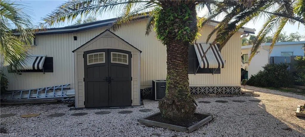 Back yard with storage shed