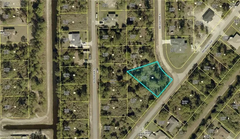 Aerial view of property's location with property boundaries highlighted