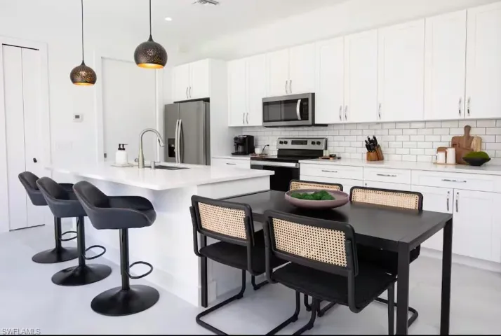 Modern kitchen and dining area