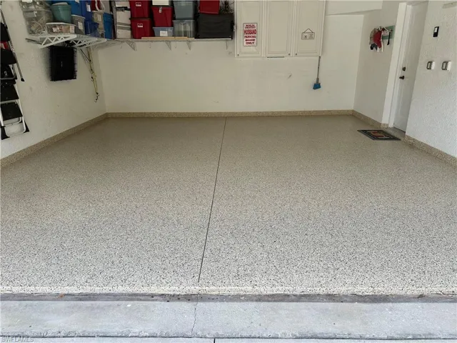 View of new epoxy garage floor