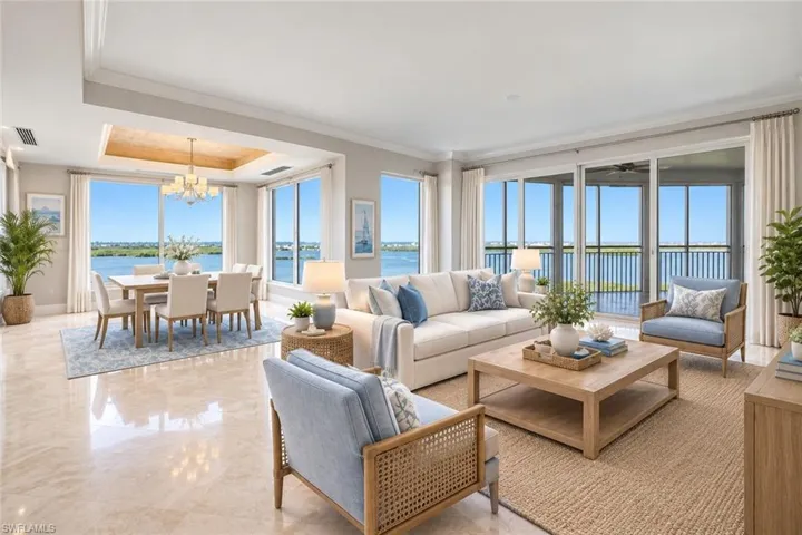 Virtually staged Living Room/Dining Room