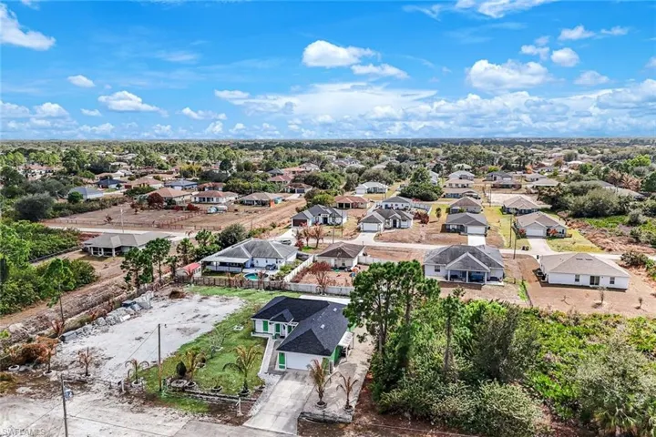 Aerial perspective of suburban area