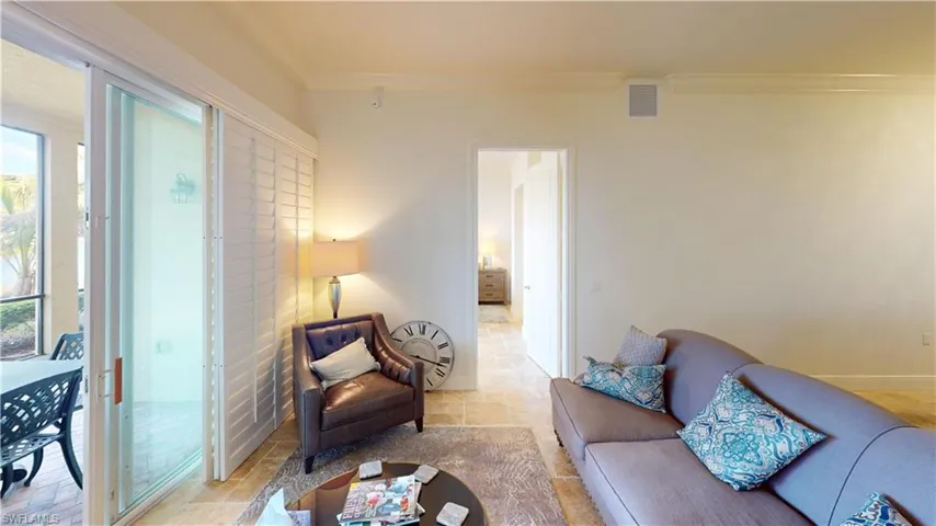 Living room with ornamental molding