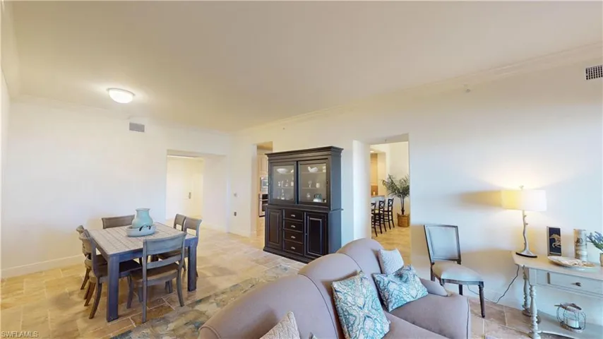 Living room with ornamental molding