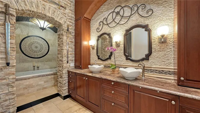 Full bath with a garden tub and double vanity