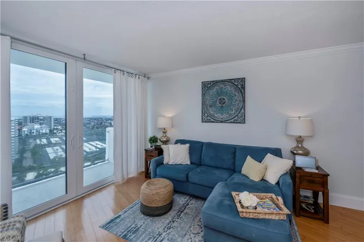 Living room with 20th floor views