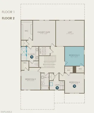 Floor plan with structural options selected