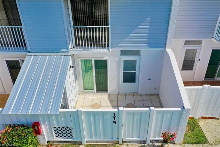 Fenced entry courtyard