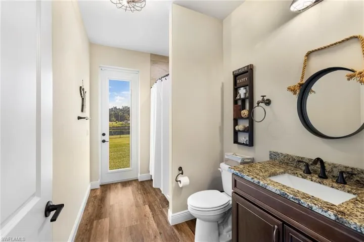 Guest Bath with access to Back Yard. Potential Pool Bath