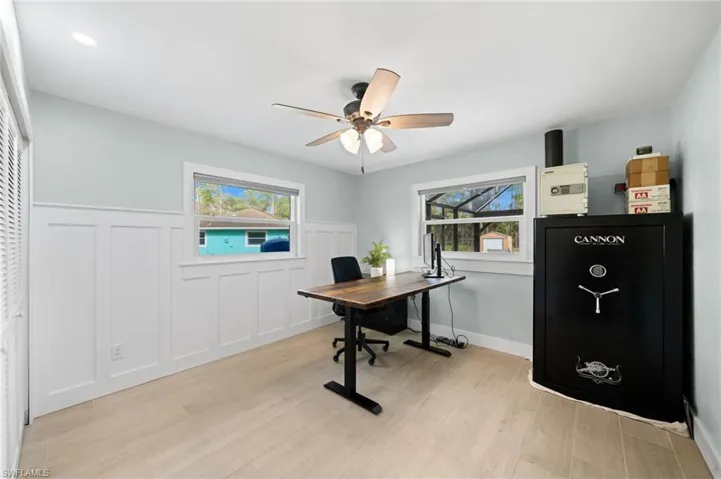 3rd Bedroom/Office featuring ceiling fan and light wood-type flooring