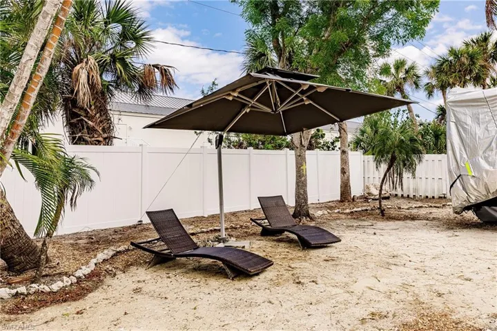 View of fenced backyard